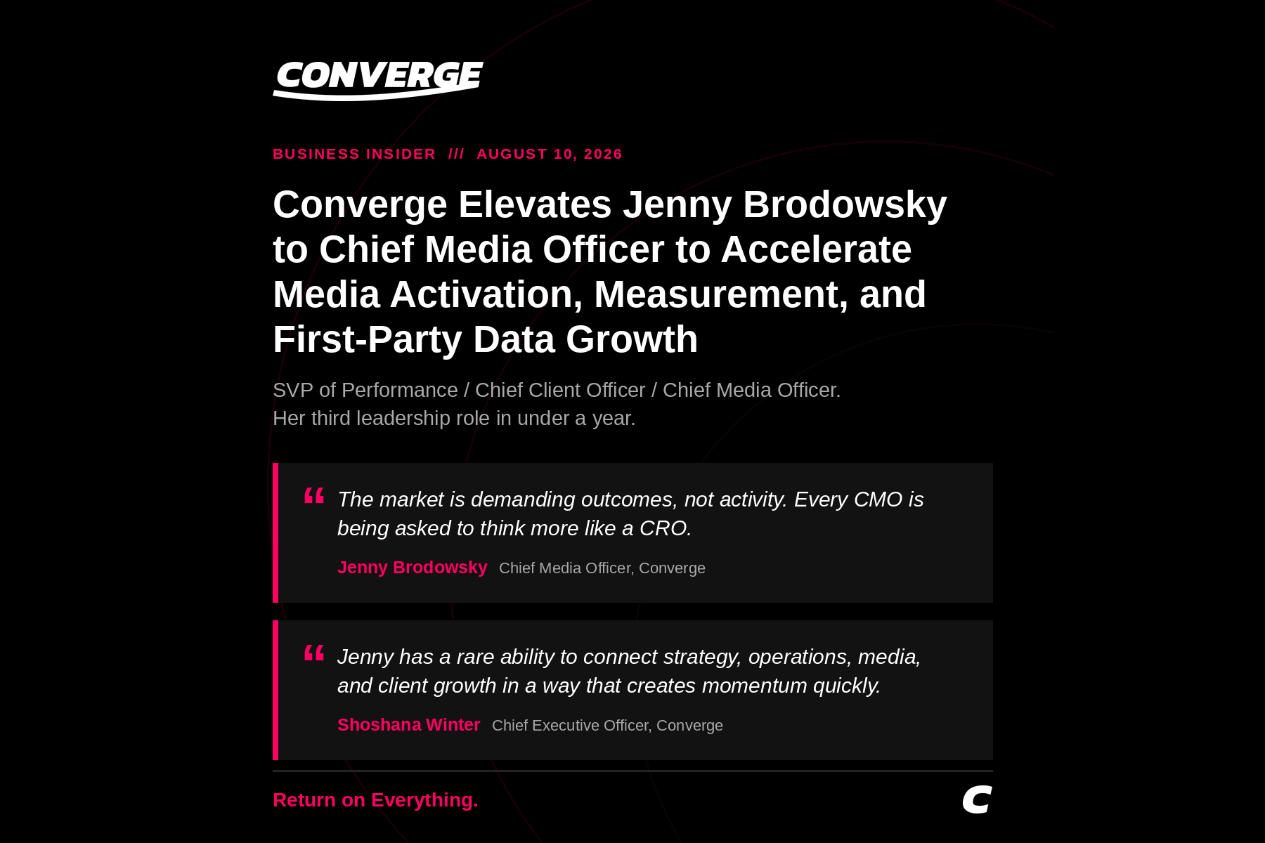 Converge Elevates Jenny Brodowsky to Chief Media Officer to Accelerate Media Activation, Measurement, and First-Party Data Growth